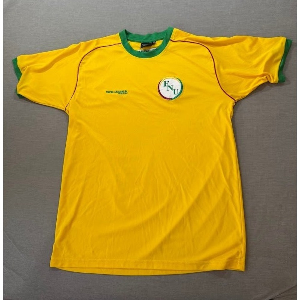 SQUADRA Soccer Jersey Mens L Yellow‎ Green FNU Logo Short Sleeve Athletic